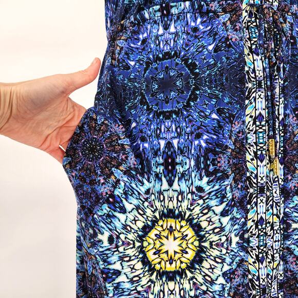 Red Carter Women Blue Mandala Printed Halter Swimwear Cover-Up Maxi Dress Size L - Picture 5 of 10